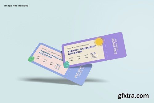Colorful Floating Concert Ticket Mockup MB7UDEB Colorful Floating Concert Ticket Mockup MB7UDEB