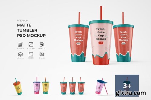 Matte Plastic Tumbler Cup With Straw Mockup 3DEU5FP Matte Plastic Tumbler Cup With Straw Mockup 3DEU5FP