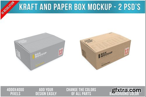 Kraft and Paper Box Mockup M6JD6E5 Kraft and Paper Box Mockup M6JD6E5