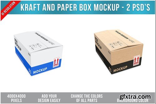 Kraft and Paper Box Mockup Q4DATK7 Kraft and Paper Box Mockup Q4DATK7