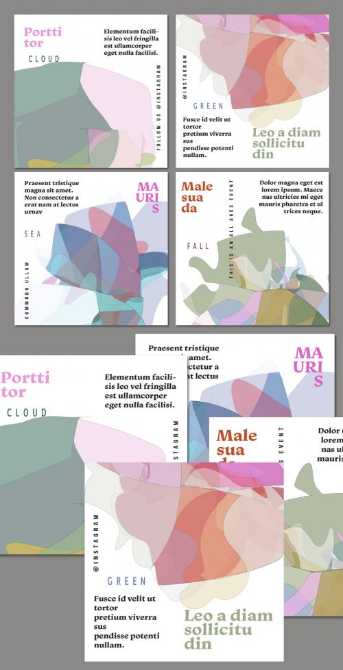 Social Media Square Post Layout With Abstract Floral Shape 582827148