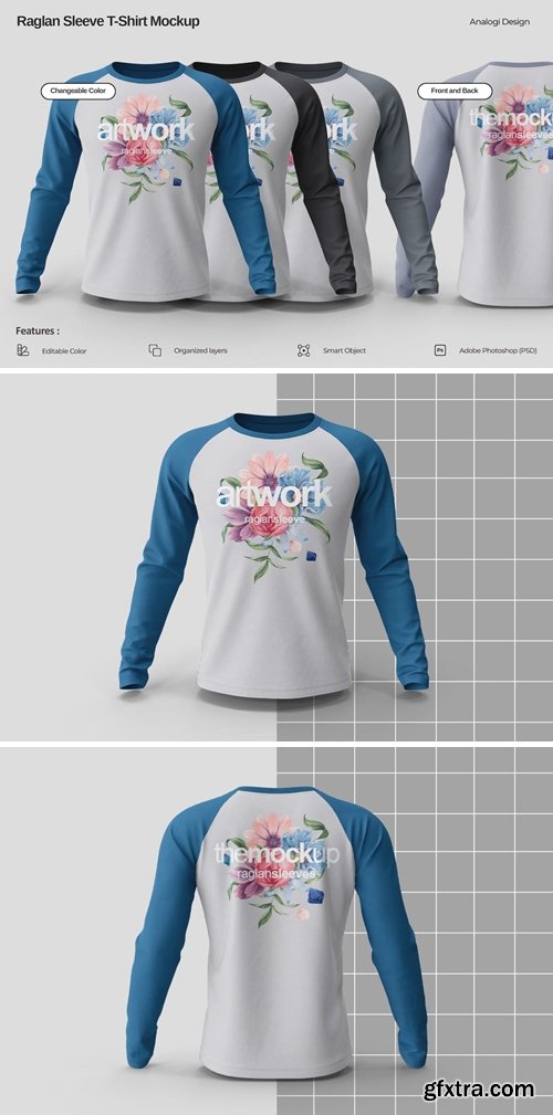 Raglan Sleeve Tshirt Mockup MTXM8VV Raglan Sleeve Tshirt Mockup MTXM8VV