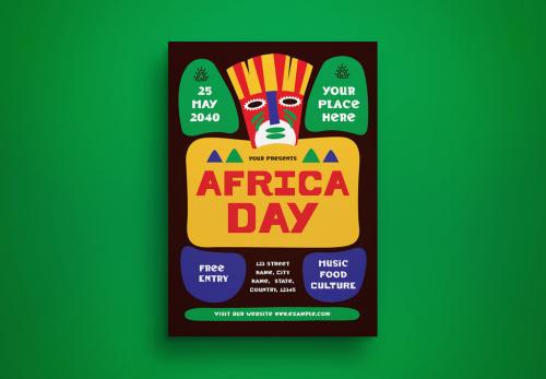 Brown Flat Design Africa Day Flyer Layout 588267290