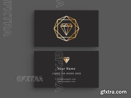 Business Card Layout with Diamond Illustration 221030592