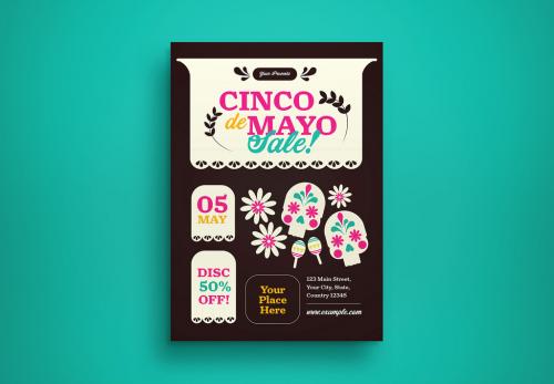 Black Flat Design Cinco de Mayo Sale Flyer Layout 588267291