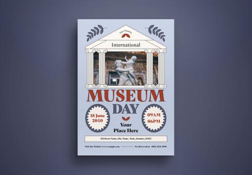 Blue Vintage International Museum Day Flyer Layout 588267301