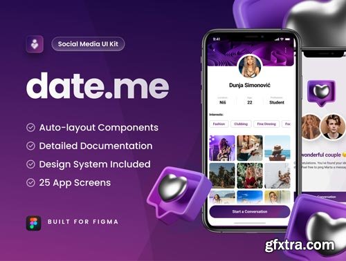 Date.me - Dating App UI Kit Ui8.net