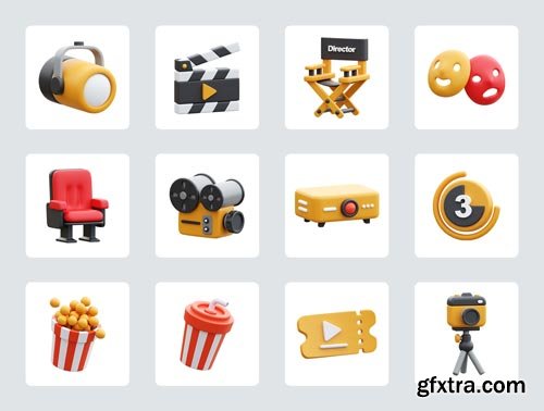 Cinema 3D Icons Ui8.net