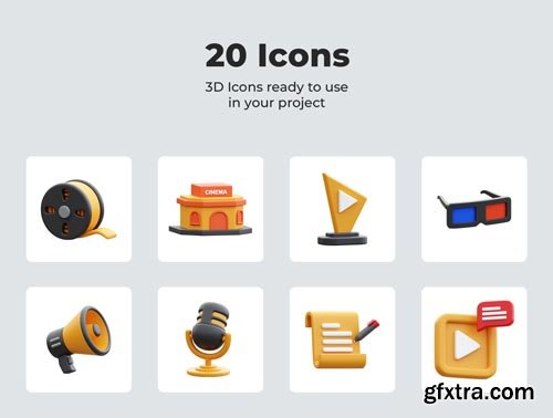 Cinema 3D Icons Ui8.net