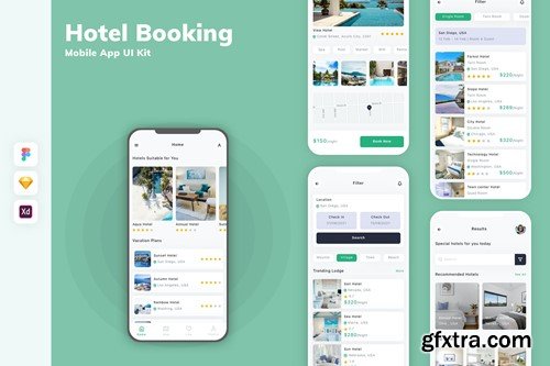 Hotel Booking Mobile App UI Kit TWR69CM Hotel Booking Mobile App UI Kit TWR69CM