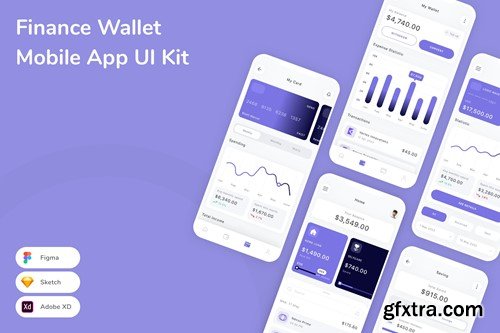 Finance Wallet Mobile App UI Kit KJWVBCR Finance Wallet Mobile App UI Kit KJWVBCR