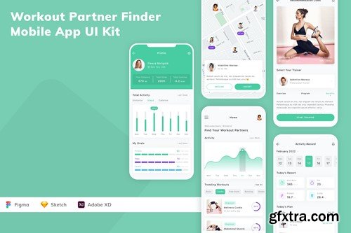 Workout Partner Finder Mobile App UI Kit AWJEVVK Workout Partner Finder Mobile App UI Kit AWJEVVK