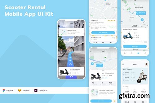 Scooter Rental Mobile App UI Kit CLCG9AF Scooter Rental Mobile App UI Kit CLCG9AF