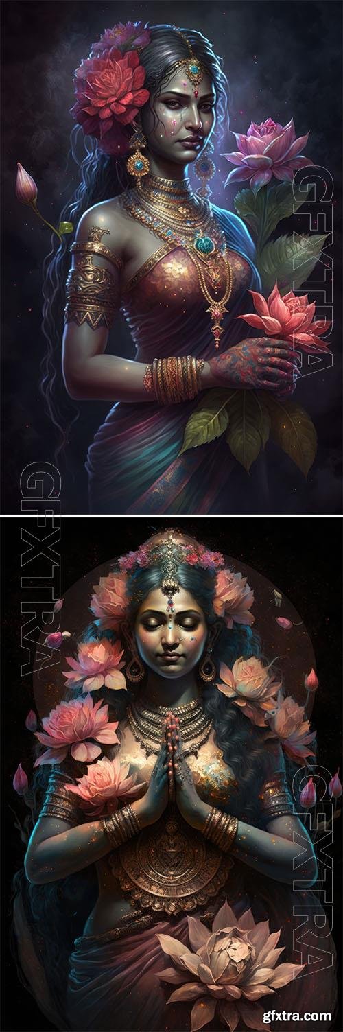 Photo lakshmi the hindu god dark picture
