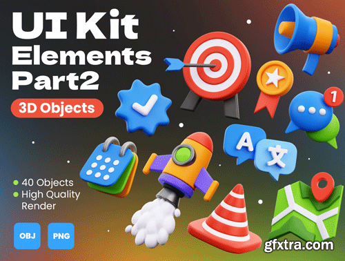 3D UI Kit Elements Part 2 Ui8.net