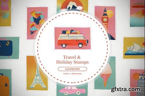 Travel & Holiday Stamps Illustration H636X33