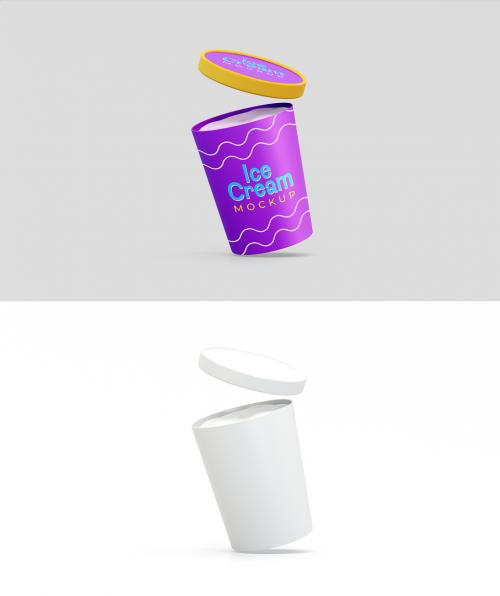 Floating Open Ice Cream Jar Mockup 587006438