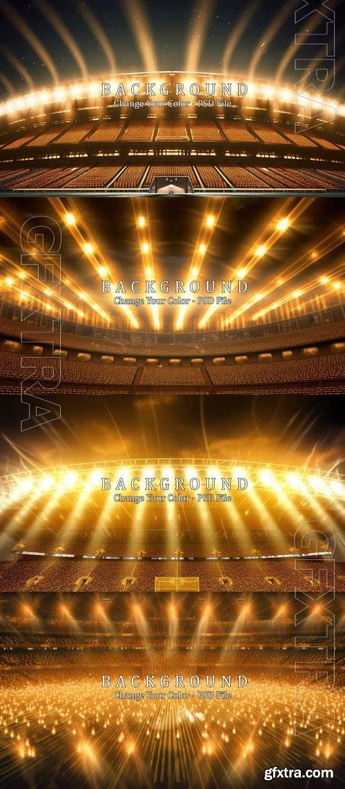 PSD golden stadium lights with rays