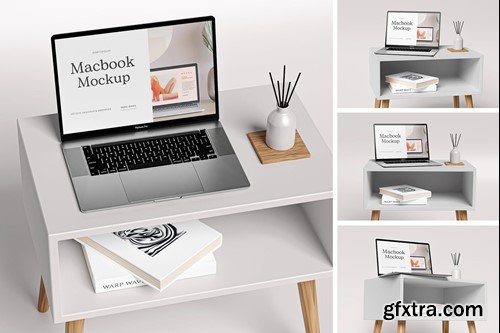 Macbook Mockup on Desk Presentation Style GUMQ74K