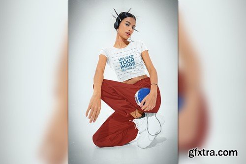 Bella Canvas Crop Top Mockup Featuring a Woman DWHDFLL