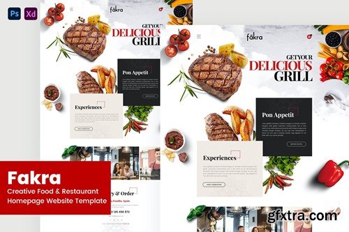 Fakra - Creative Food & Restaurant Website Design D528HKA Fakra - Creative Food & Restaurant Website Design D528HKA