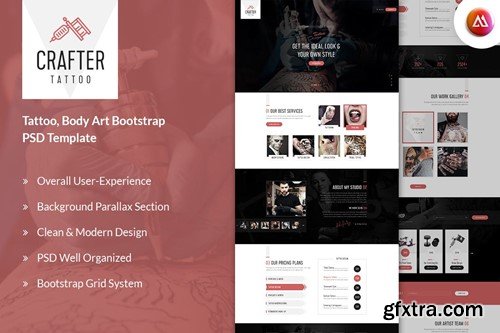 Crafter - Tattoo Bootstrap Landing Page Template HRRKZSQ
