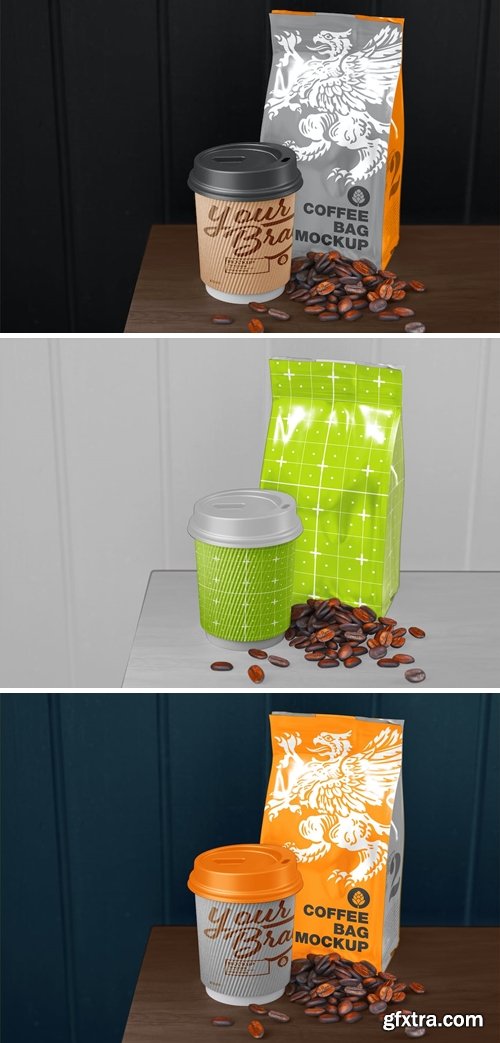 Scene with Metallic Coffee Bag, Coffee Cup and bea UQAQPFY Scene with Metallic Coffee Bag, Coffee Cup and bea UQAQPFY