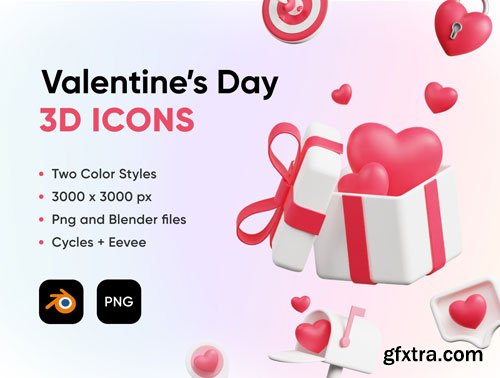Love and Valentines Day 3d Icons Pack Ui8.net