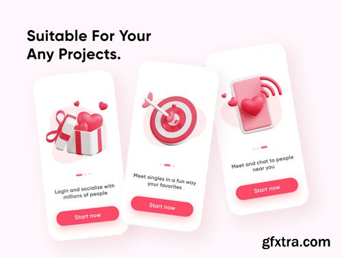 Love and Valentines Day 3d Icons Pack Ui8.net
