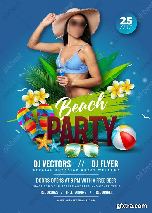 Summer Beach Party Flyer Poster Template Design 5969164
