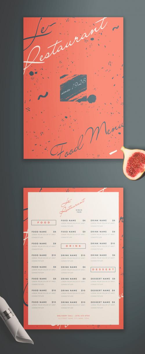 Rock Vibe Food Menu Layout with Splash Elements 348607166
