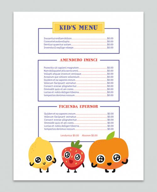Kid'S Restaurant Menu Layout 336202490