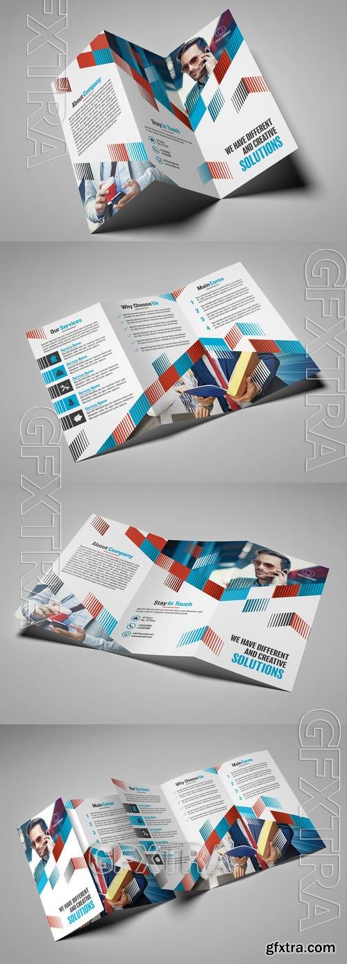 Trifold Brochure Layout with Line Pattern Element 210224984 Trifold Brochure Layout with Line Pattern Element 210224984
