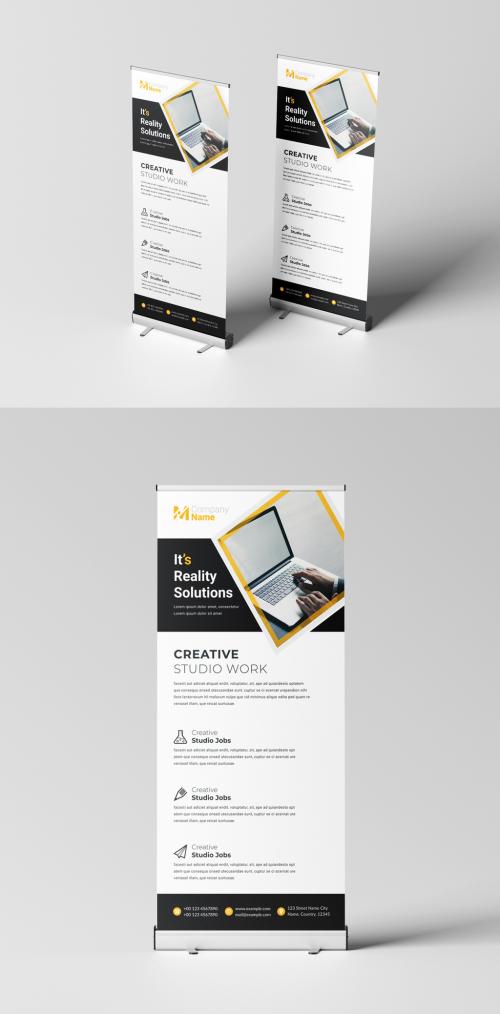 Corporate Business Orange Color Rollup Banner Layout 580216622