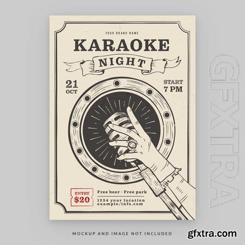 Karaoke night flyer template in psd