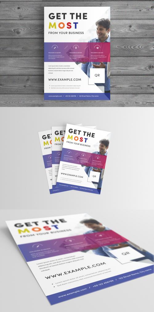 Business Flyer Layout with Blue and Red Accents 301226616