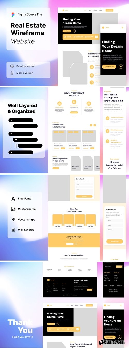 Real Estate Wireframe Website DXKVCCJ