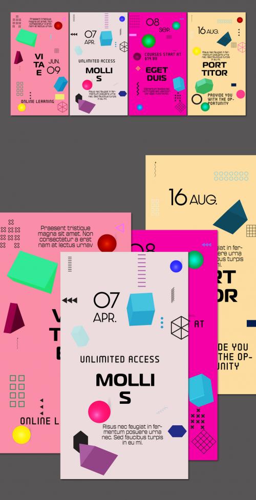 Social Media Post Layout in Memphis style with 3D Geometric Shapes 588162265