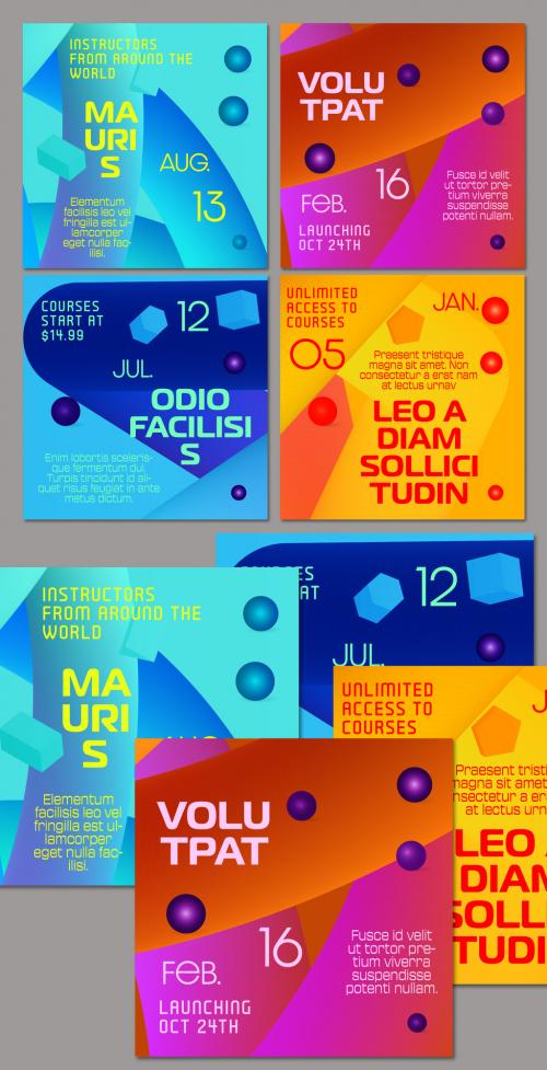 Social Media Square Post Layout Abstract Fluid 3D Neon Shape 588162269