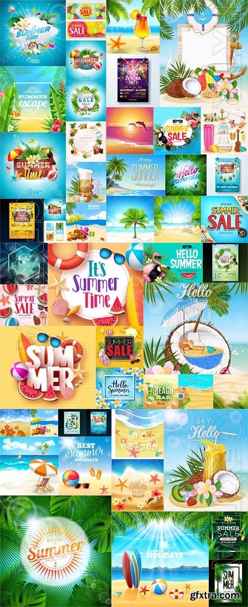 Summer Nautical Travel and Vacation Backgrounds 50xEPS Summer Nautical Travel and Vacation Backgrounds 50xEPS