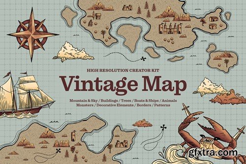 Vintage Map Creator Kit 84WBEFB