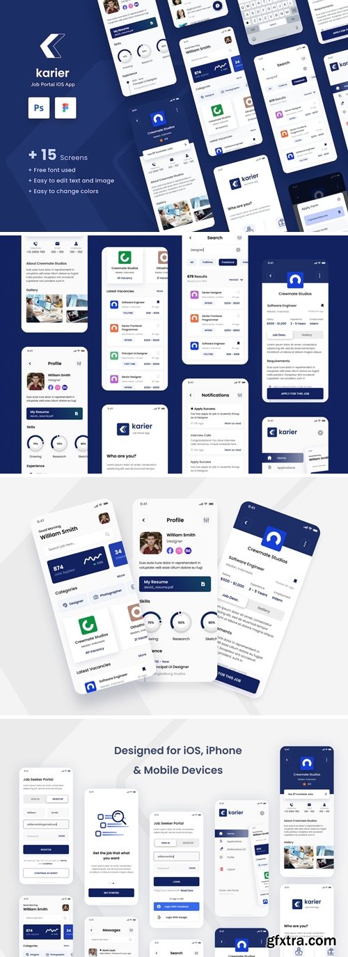Karier - Job Portal iOS App Design UI Template 9JTD7FE Karier - Job Portal iOS App Design UI Template 9JTD7FE