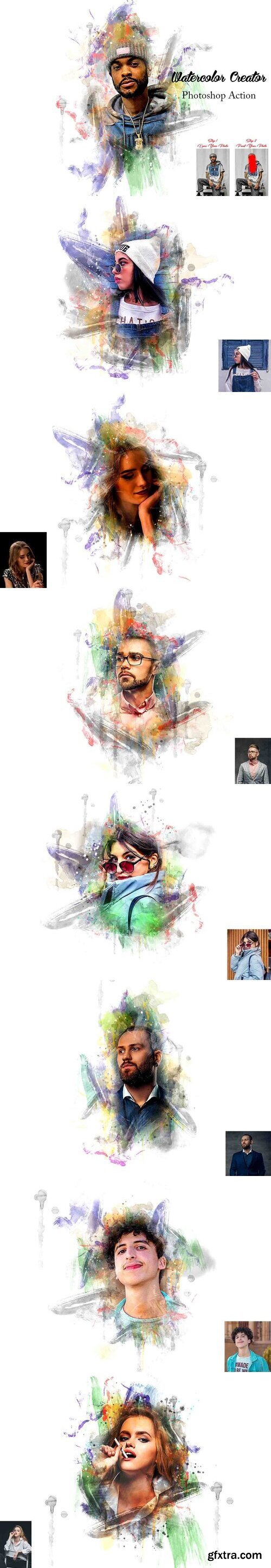 CreativeMarket - Watercolor Creator Photoshop Action 21334468