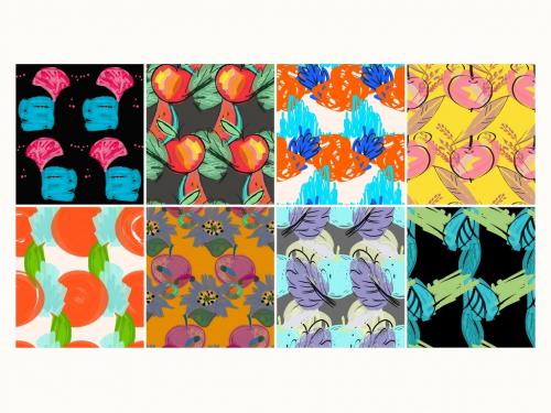 Seamless Pattern Collection with Floral Hand Dawn Doodles 581558718