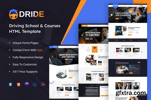 Dride - Driving School & Courses HTML Template UE97JZD