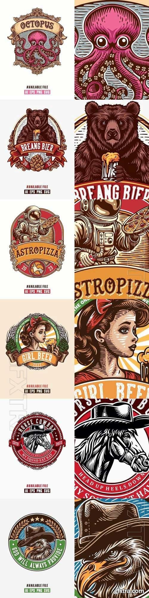 Logo Mascot Vector Design Template #37, 6xEPS