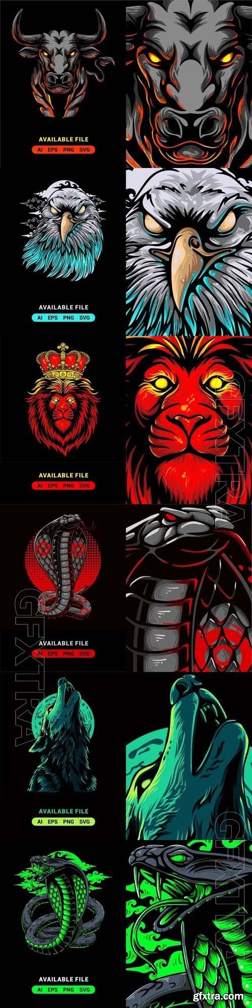 Logo Mascot Vector Design Template #40, 6xEPS