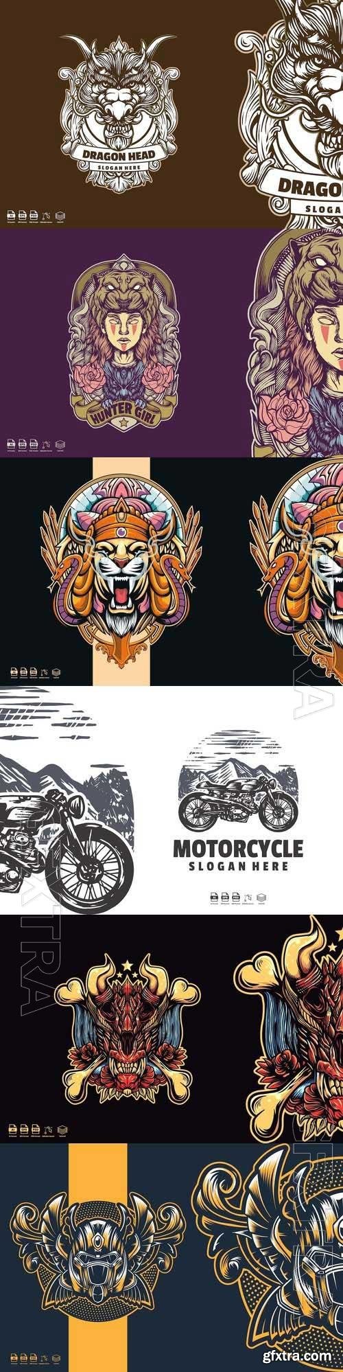 Vector Illustration For Design Logos Labels #6, 6xEPS