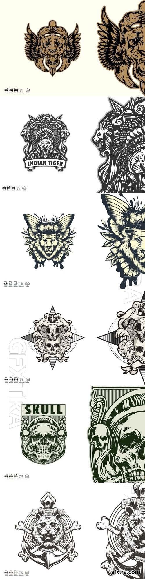 Vector Illustration For Design Logos Labels #5, 6xEPS