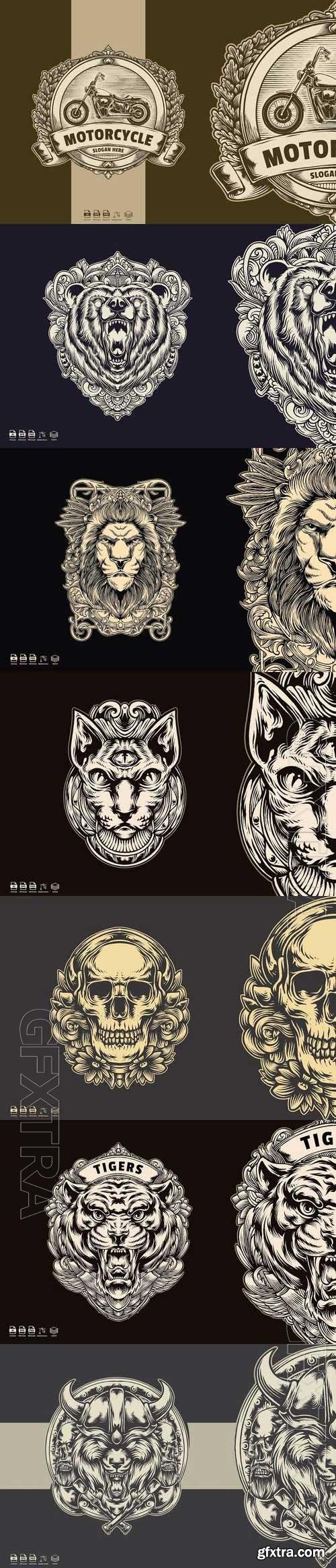 Vector Illustration For Design Logos Labels #4, 7xEPS